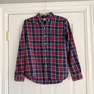 Trovata Birds of Paradis Button Down Shirt Blouse Plaid Small Long Sleeve